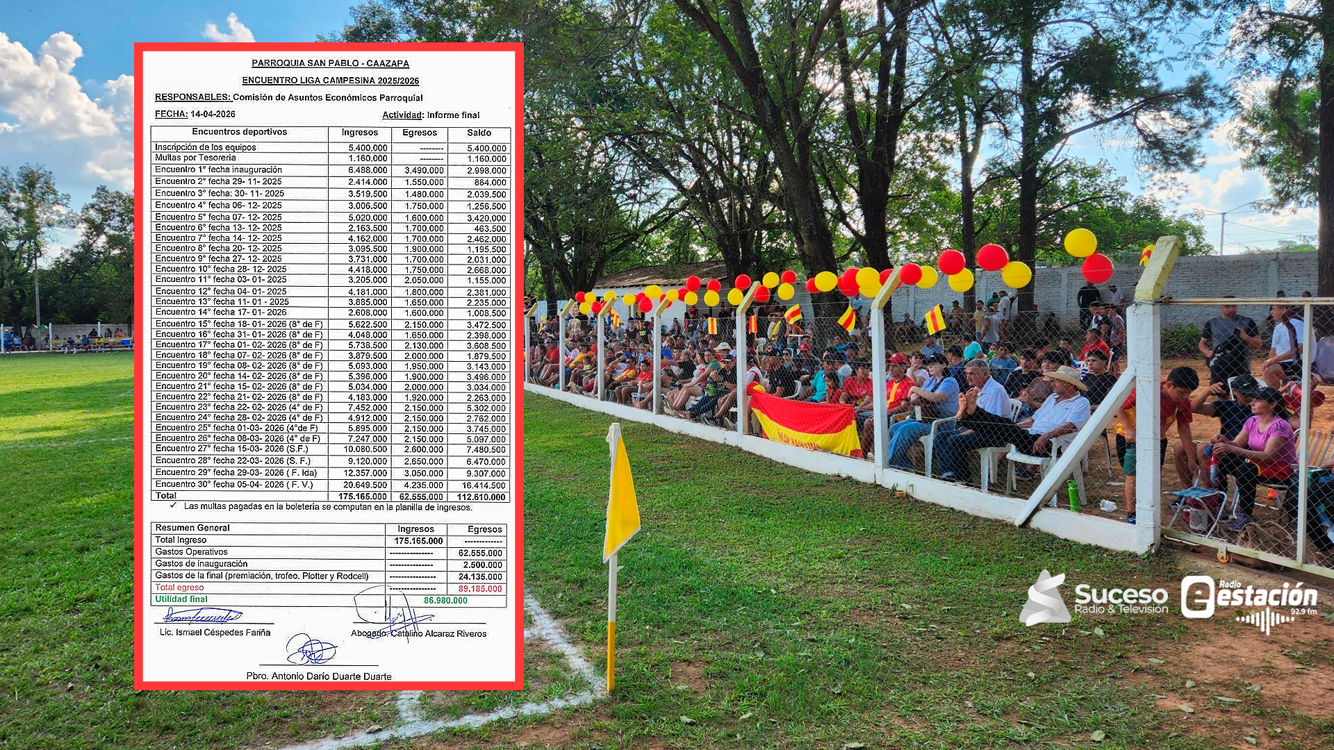 Parroquia San Pablo reporta ingresos por G. 175 millones en torneo campesino - Foto: Edición Suceso Multimedios