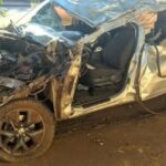 Camioneta que se vio involucrada en un choque ocurrido sobre la Ruta PY06. Foto: Gentileza.