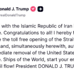 Publicación del presidente Donald Trump en la red Truth Social.