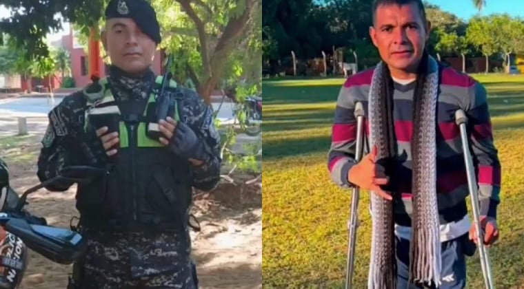 El suboficial Sergio Gamarra perdió la pierna izquierda tras el accidente. Foto: NPY.