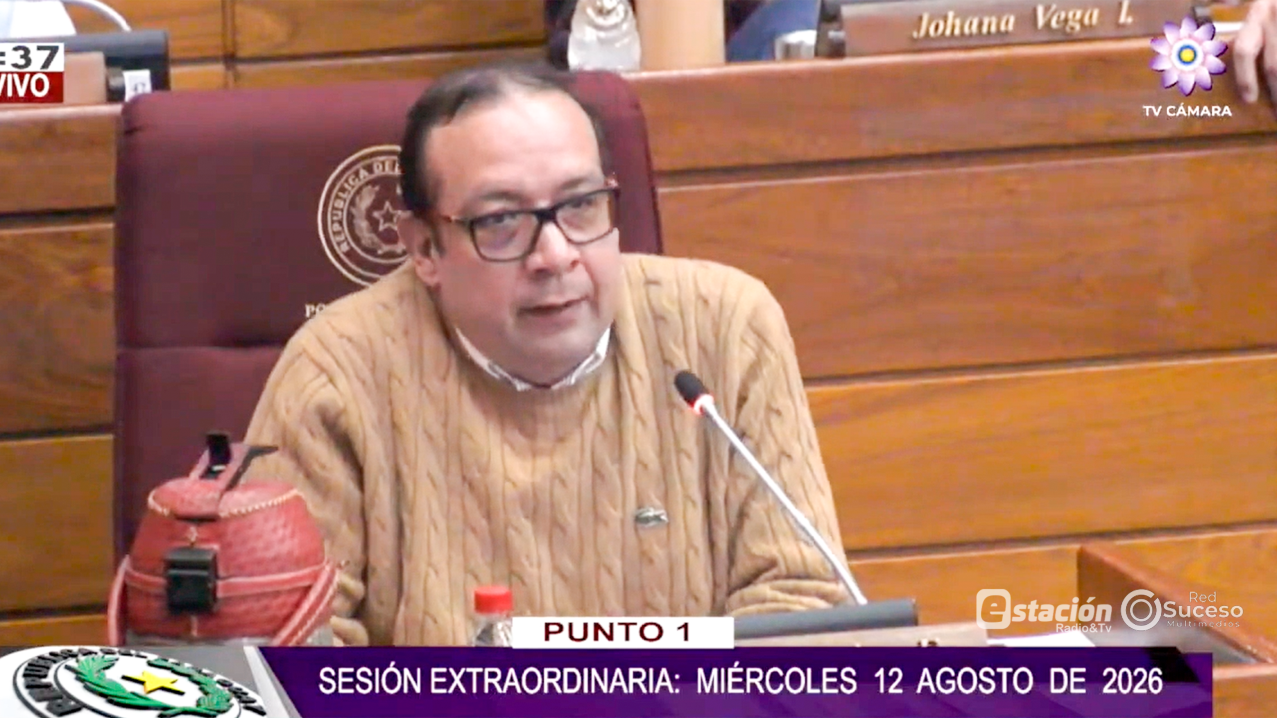Avelino Dávalos celebra aprobación de crédito que incluye obras para Caazapá -Foto : Captura Video