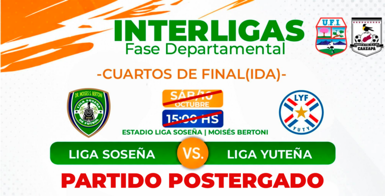 La Federación de Fútbol de Caazapá suspende los encuentros del Interligas por las lluvias